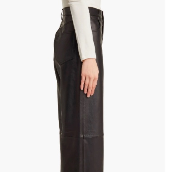 Reformation x Veda Black Kennedy Wide Leg Leather Pants - Picture 5 of 11